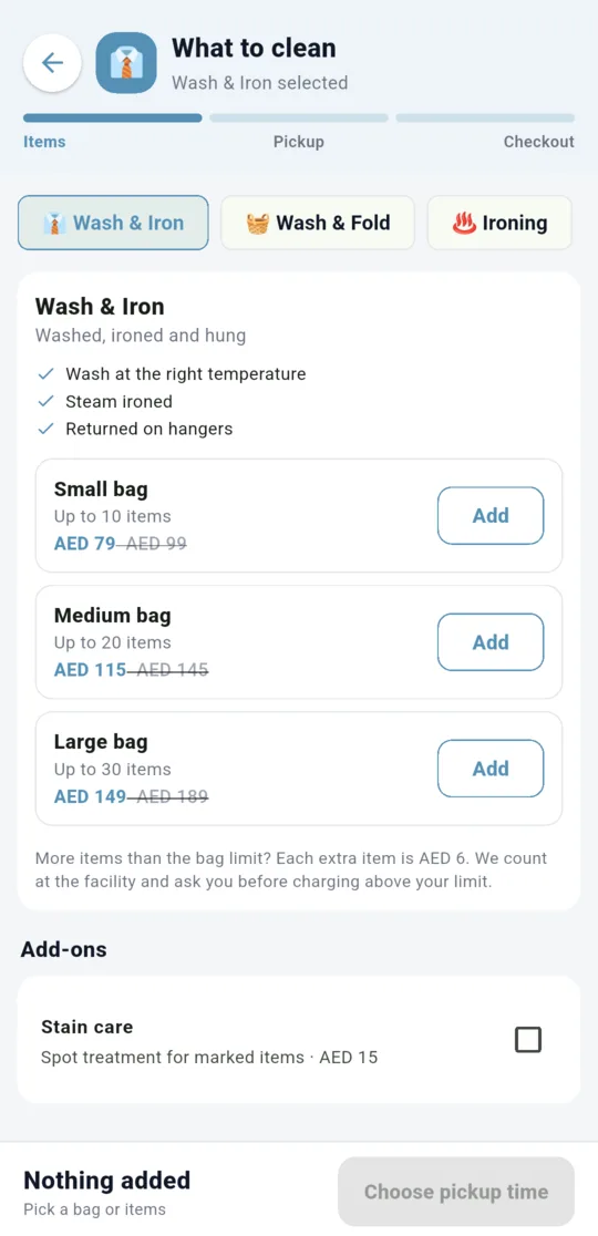 Laundry bag sizes